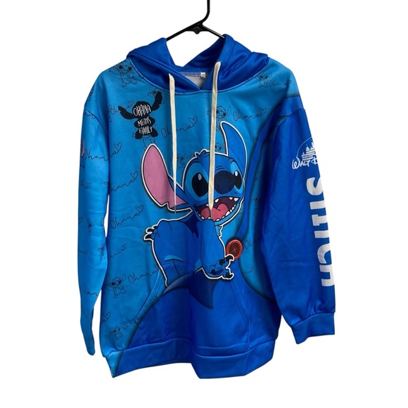 Blue Stitch‎ Hoodie “ Ohana means family” Size Medium - Picture 2 of 15